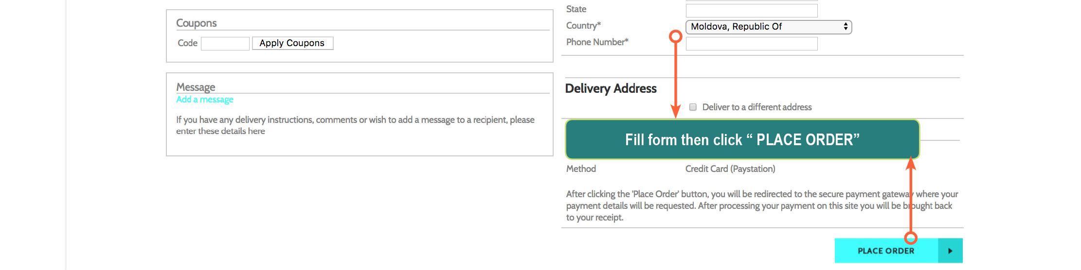 Step 7 fill form place order